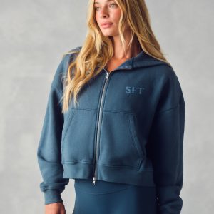 MIDWEIGHT SWEATS STAPLE FUNNEL ZIP HOODIE - HAMMOCK