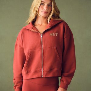 MIDWEIGHT SWEATS STAPLE FUNNEL ZIP HOODIE - SWEET TEA