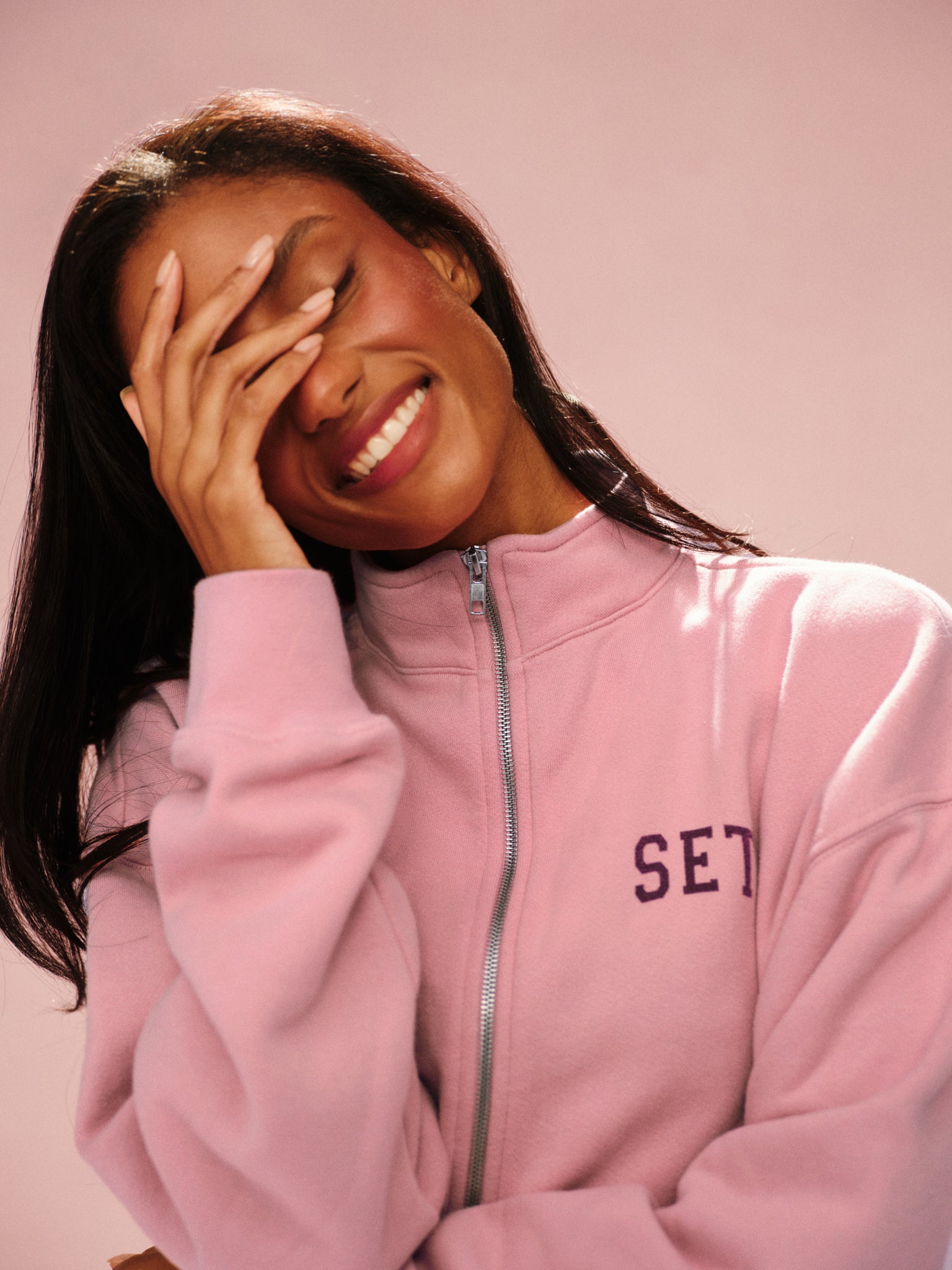 MIDWEIGHT SWEATS STAPLE SET FUNNEL ZIP - ROSEBUD - Image 2