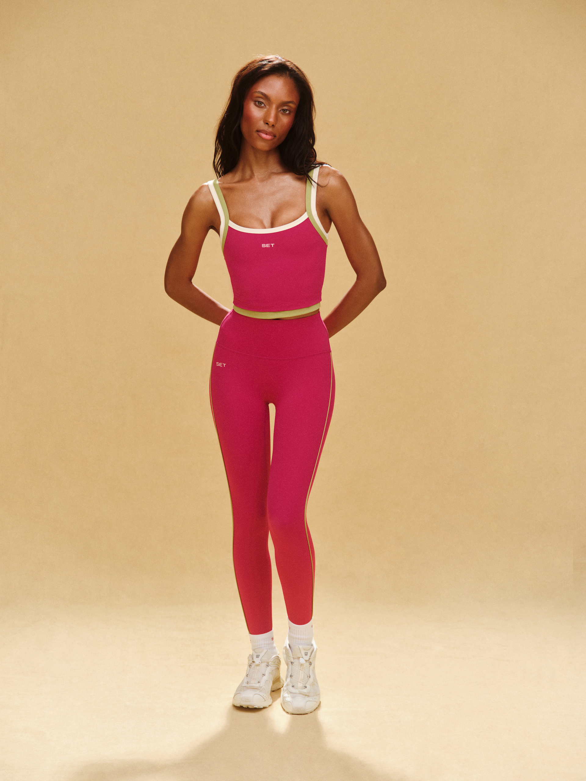 BREATHE 1.0 CONTRAST DOUBLE STRAP TANK - HIBISCUS - Image 2