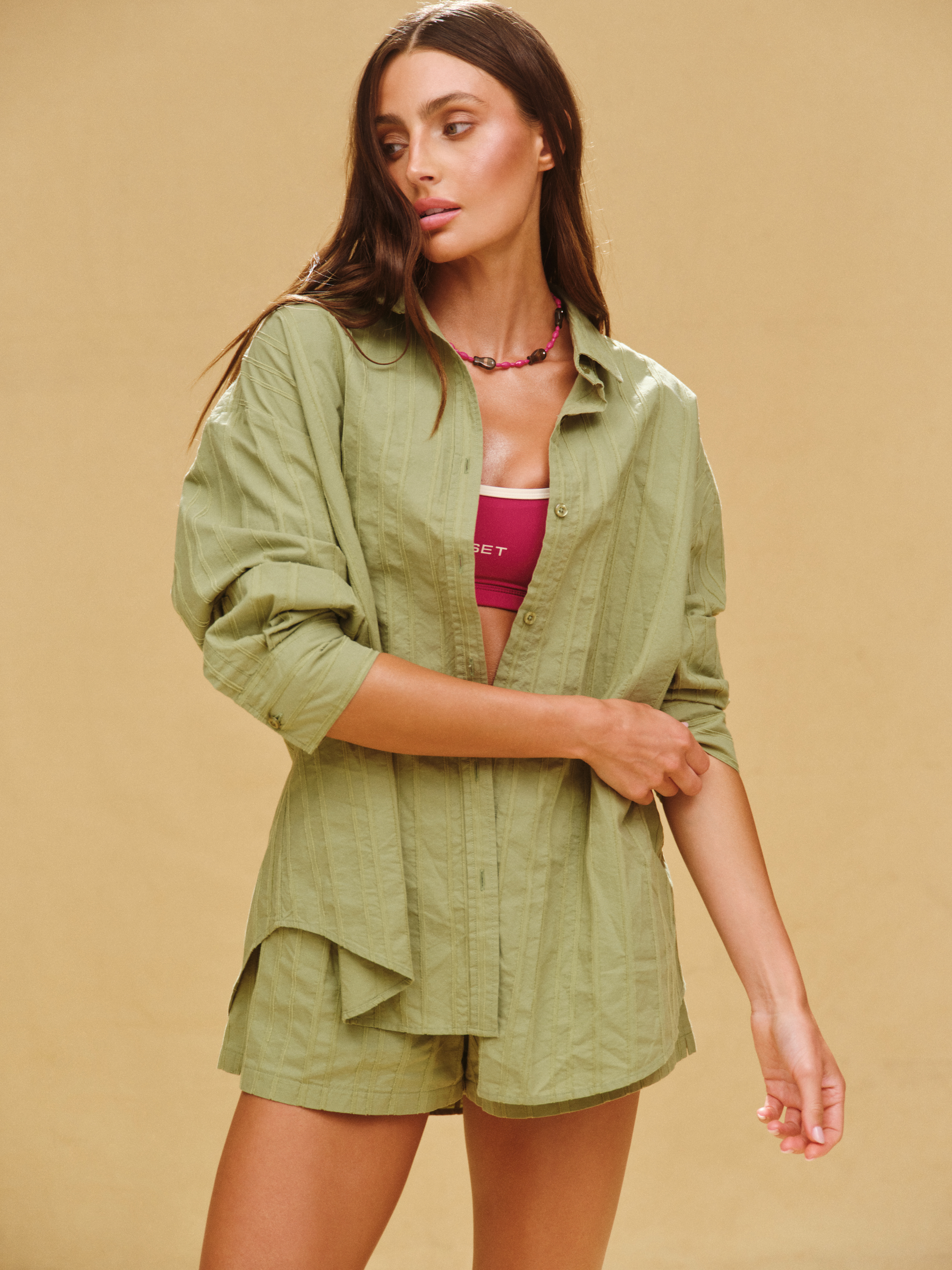 STRIPED JACQUARD LINE BUTTON DOWN - PIÑA