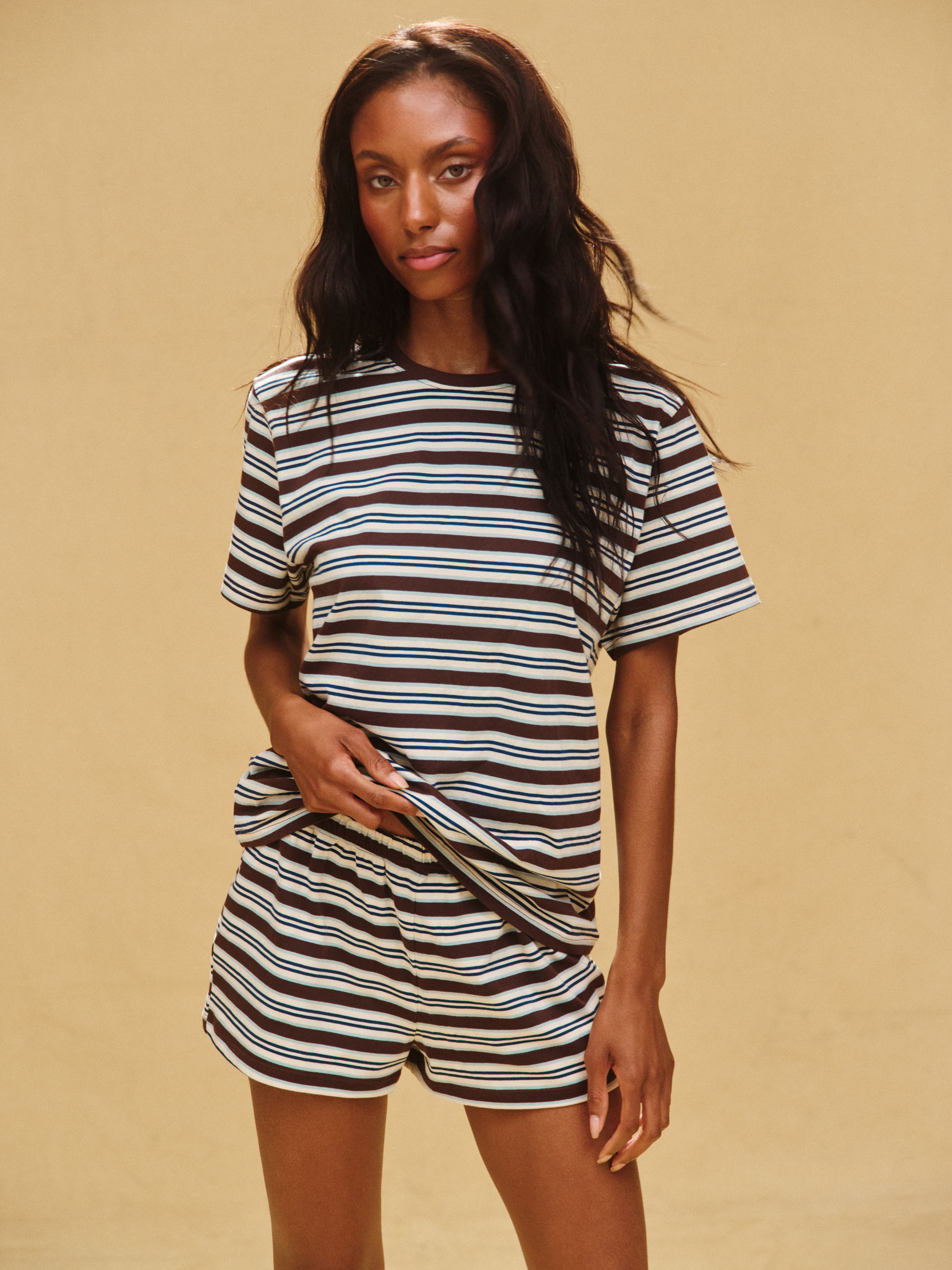 CLASSIC COTTON DAILY STRIPE BOYFRIEND TEE - KONA