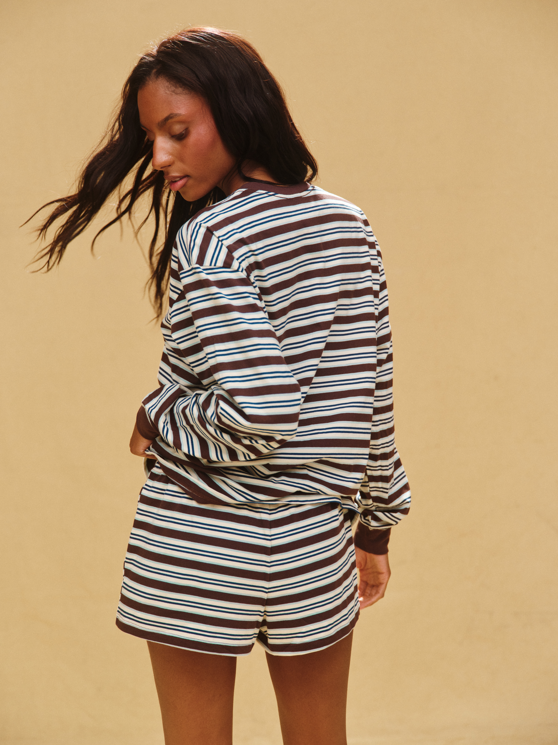 CLASSIC COTTON DAILY STRIPE CUFFED LONG SLEEVE - KONA