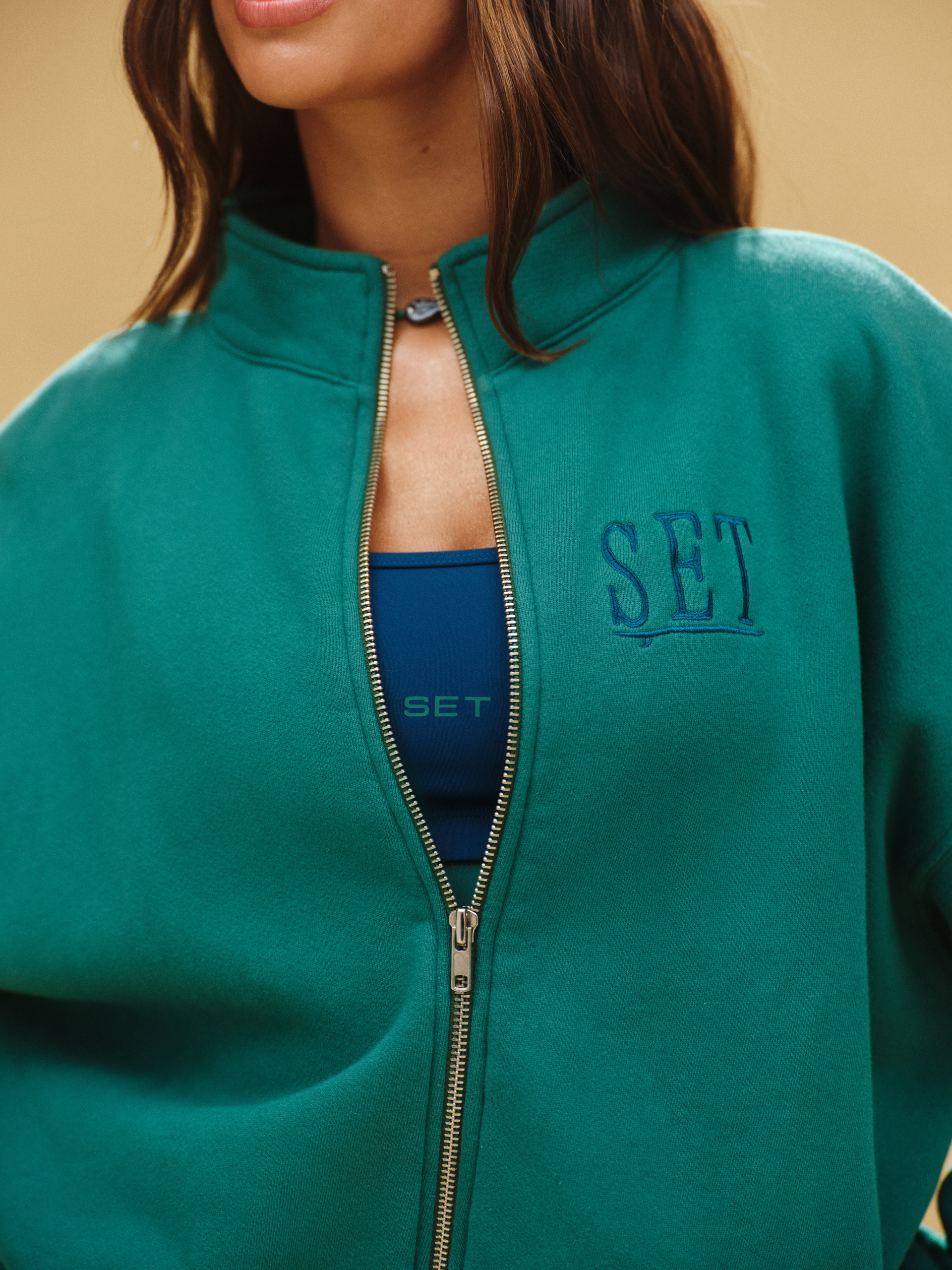 MIDWEIGHT SWEATS STAPLE SET RESORT FUNNEL ZIP - LAGOON - Image 2