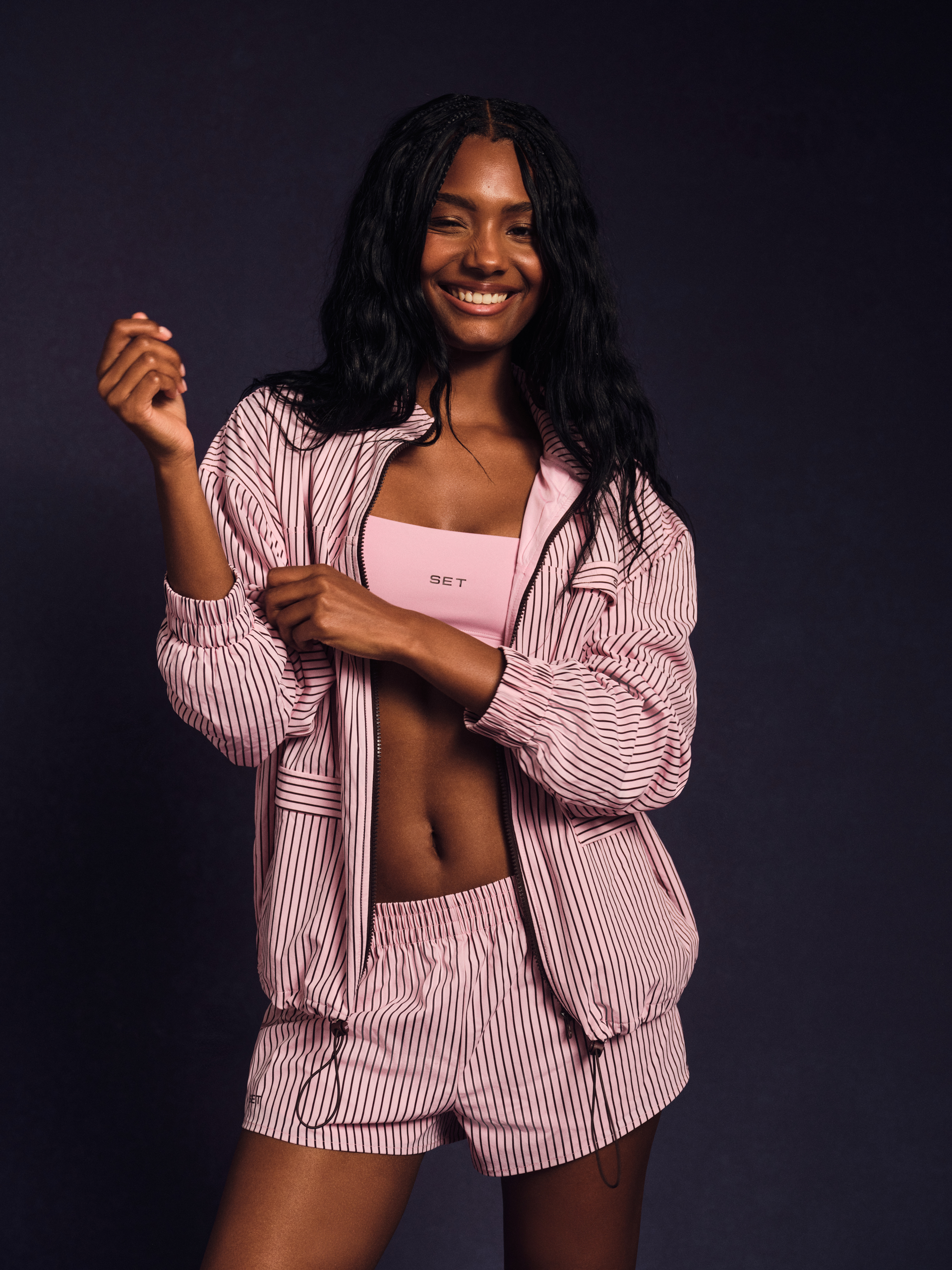 NYLON TRACK STRIPE LIFESTYLE ZIP UP - SWIRL