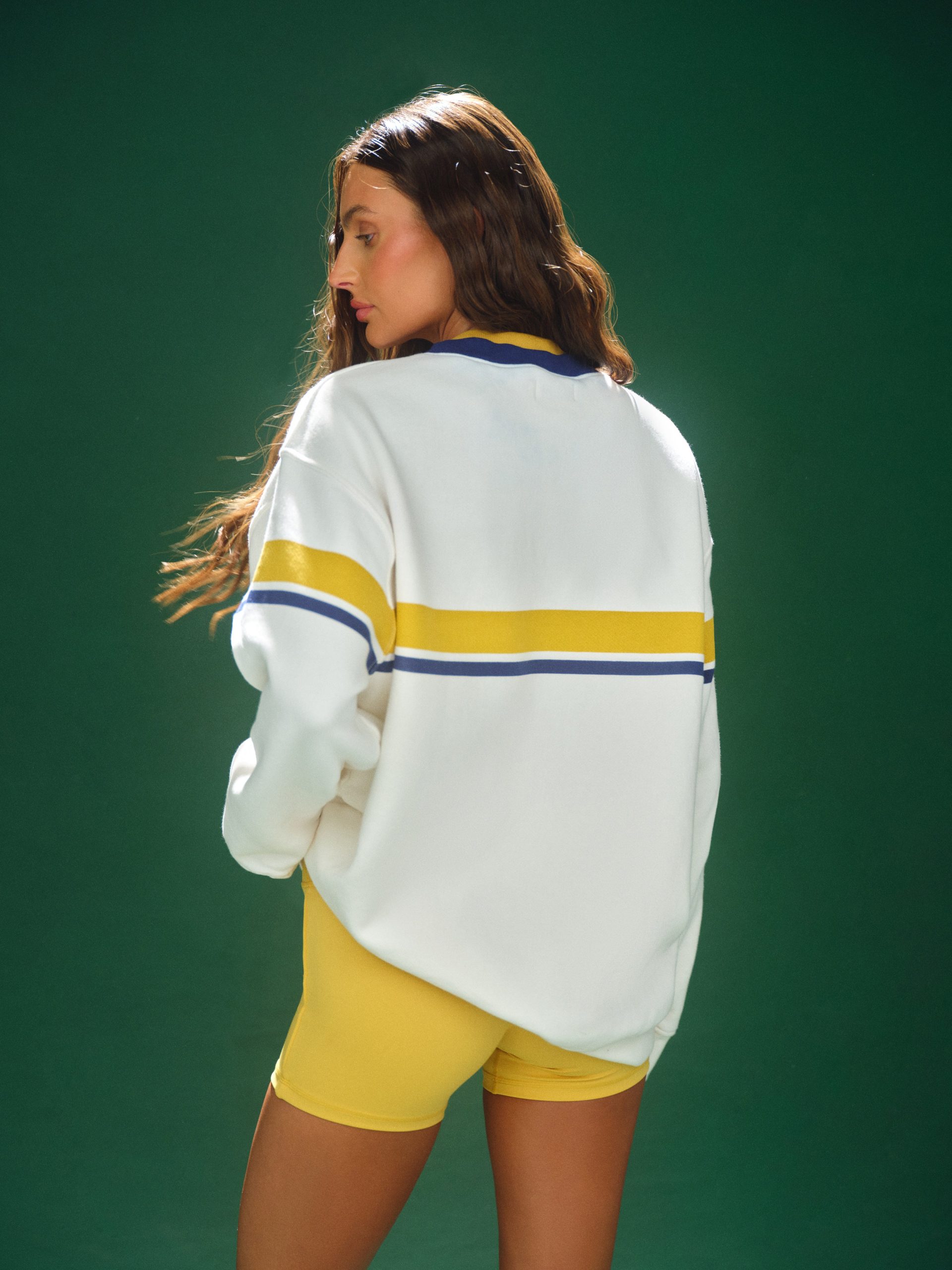 MIDWEIGHT SWEATS STAPLE SET STRIPED LAYER CREWNECK - CUSTARD - Image 3