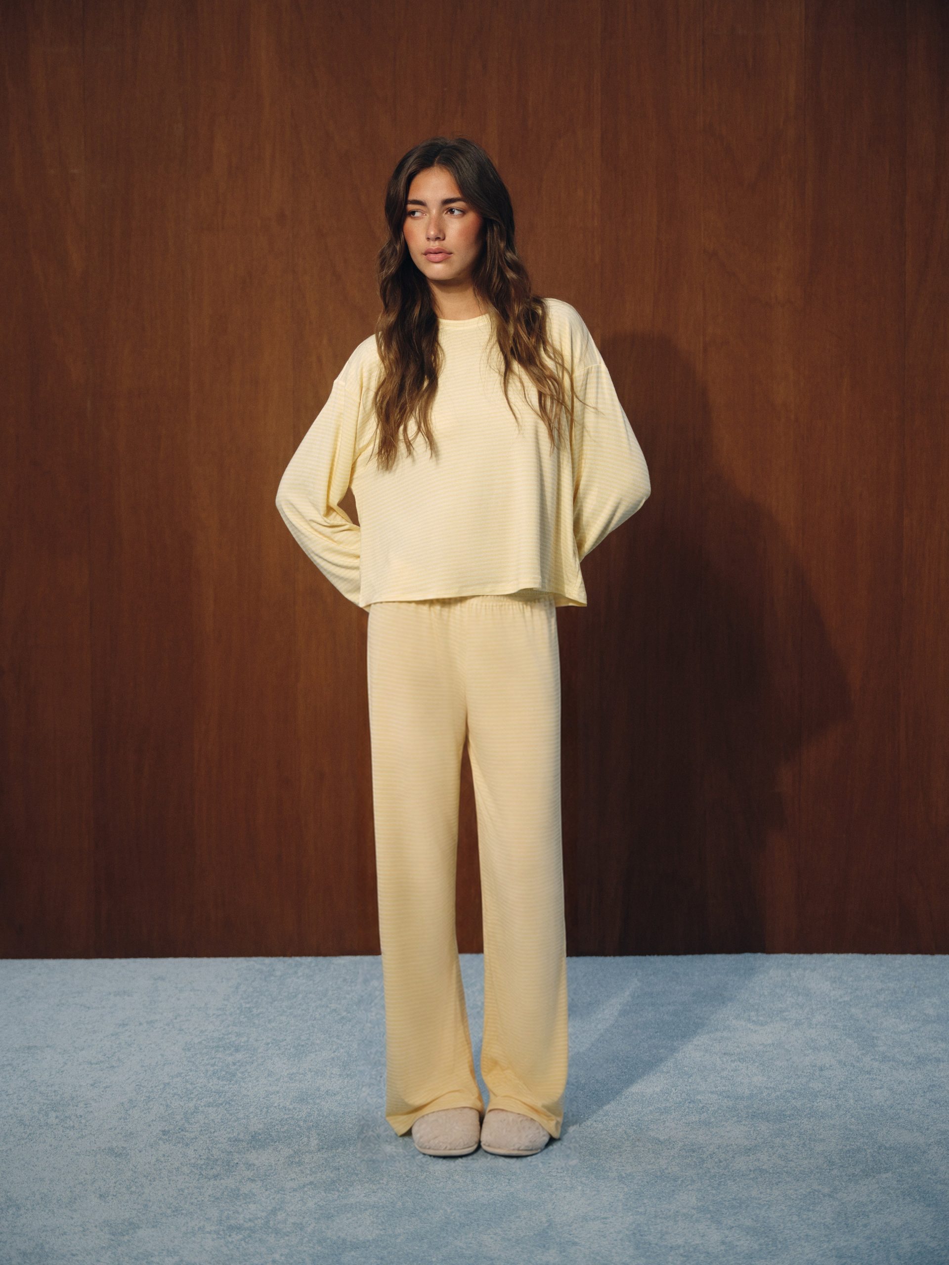 SLEEP JERSEY COMFORT STRIPE BOXY LONG SLEEVE - TAFFY - Image 4