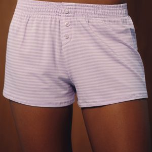 SLEEP JERSEY COMFORT STRIPE BOXER SHORTS - BUTTERCREAM