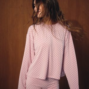 SLEEP JERSEY COMFORT POLKA DOT BOXY LONG SLEEVE - SWIRL