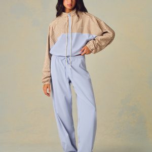 NYLON TRACK STRAIGHT LEG PANTS - PALMETTO
