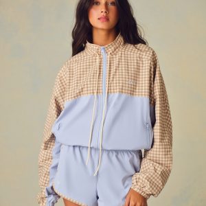 NYLON TRACK GINGHAM COURTSIDE JACKET - PALMETTO