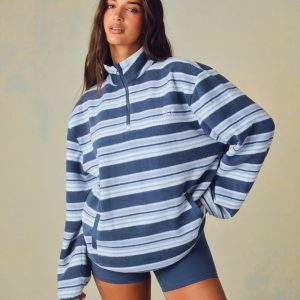 MICROFLEECE STRIPE HALF ZIP - HAMMOCK