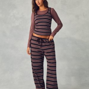 HEAVY COTTON EASY STRIPE PANTS - DRIFTWOOD