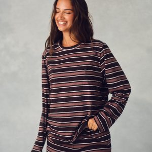 CLASSIC COTTON DAILY STRIPE LONG SLEEVE - DRIFTWOOD