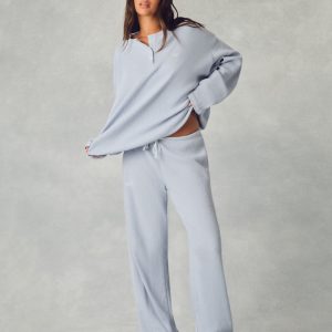 WAFFLE LOUNGE DRAWSTRING STRAIGHT LEG PANTS - PALMETTO