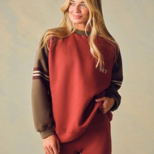 MIDWEIGHT SWEATS STAPLE CONTRAST BAND CREWNECK - SWEET TEA