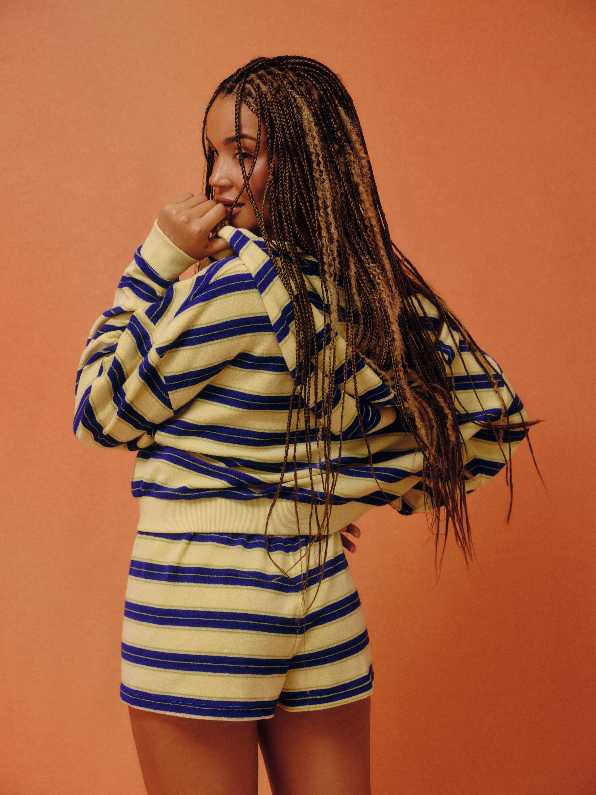 TOWEL TERRY TERRY STRIPE FUNNEL ZIP HOODIE - TOUCAN - Image 3