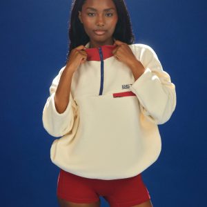 MICROFLEECE/NYLON DUET VINTAGE PULLOVER - CHALK