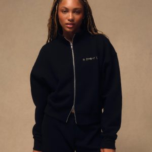 MIDWEIGHT SWEATS STAPLE SET SPORT FUNNEL ZIP - ONYX