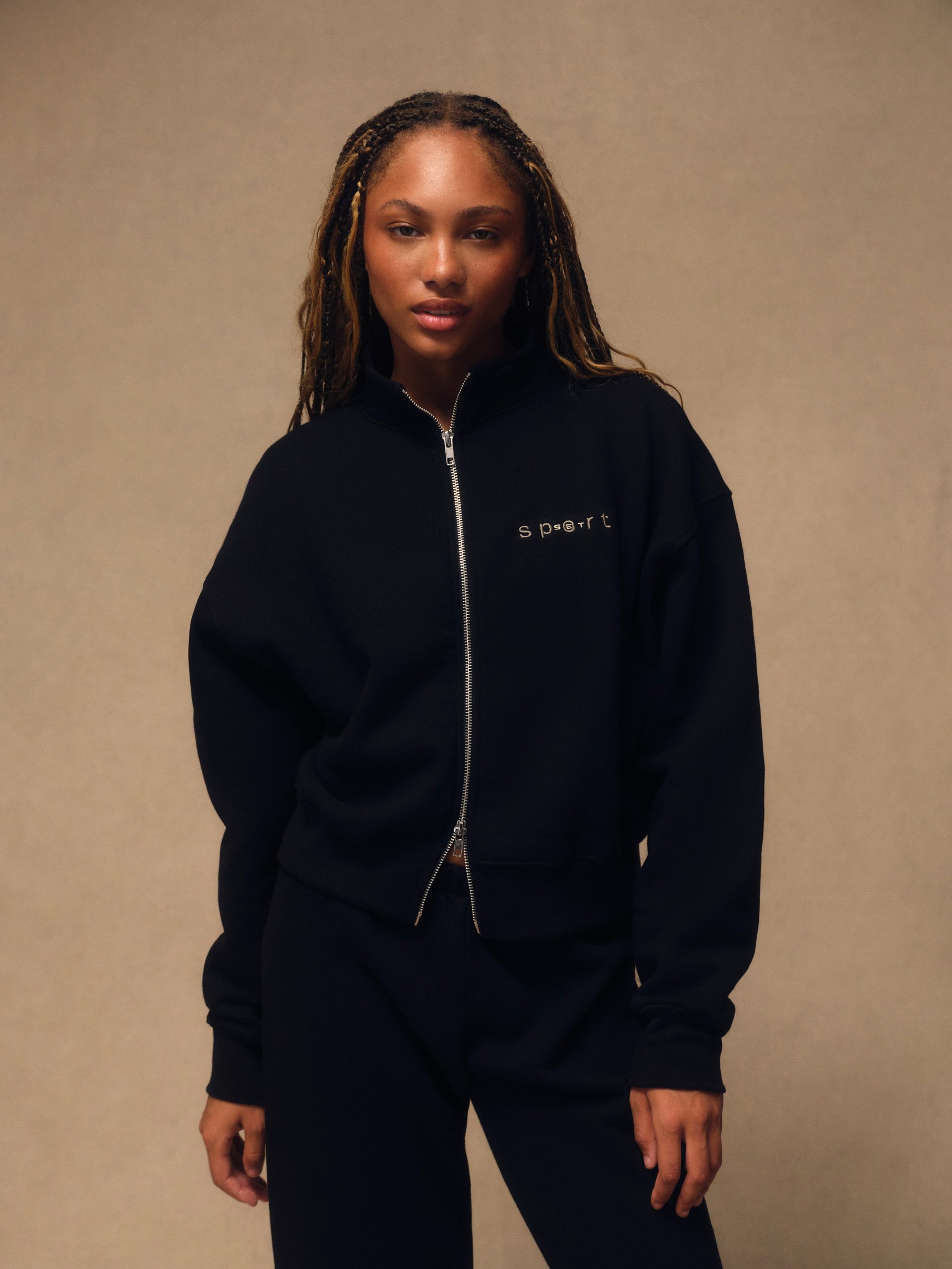 MIDWEIGHT SWEATS STAPLE SET SPORT FUNNEL ZIP - ONYX