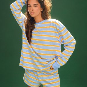CLASSIC COTTON DAILY STRIPE CUFFED LONG SLEEVE - RODEO