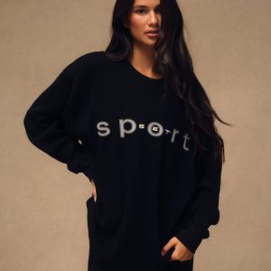 WAFFLE LOUNGE CUFFED LONG SLEEVE - ONYX