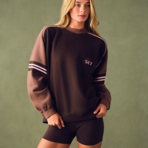 MIDWEIGHT SWEATS STAPLE CONTRAST BAND CREWNECK - DRIFTWOOD