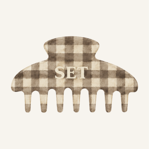 SET GINGHAM CLAW CLIP - SWEET TEA