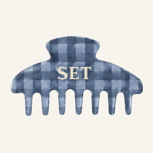 SET GINGHAM CLAW CLIP - HAMMOCK