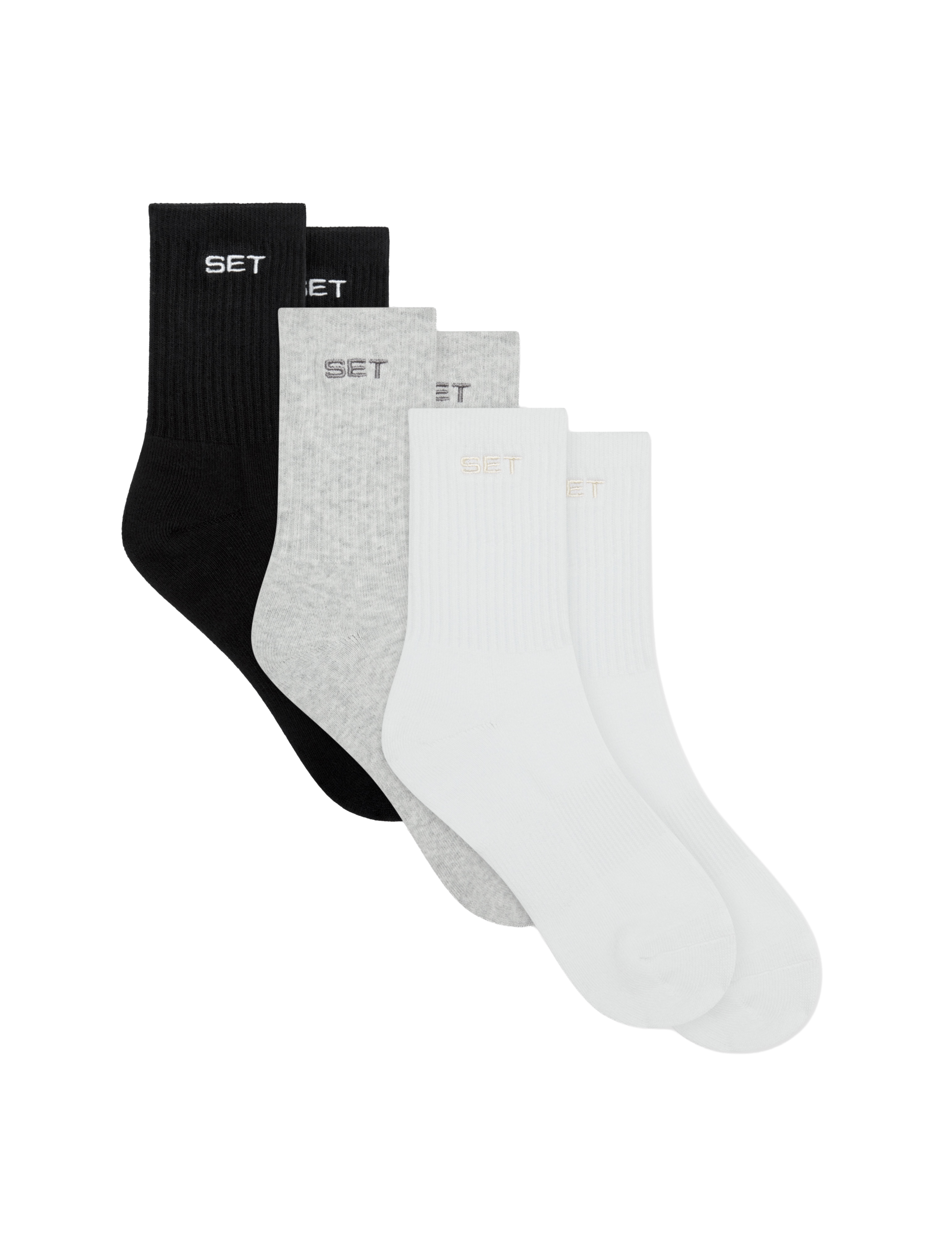 SET SOCKS (3 PACK) - WHITE/HEATHER GREY/ONYX